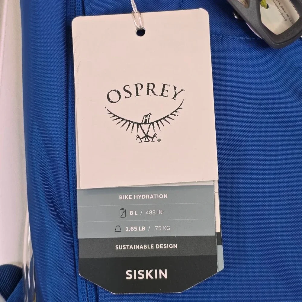 Osprey Men Siskin 8 Hydration Backpack Postal Blue 2.5L Reservoir 10005101 NWT